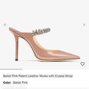 Jimmy Choo Ballet Pink Patent Mules with Crystal Strap